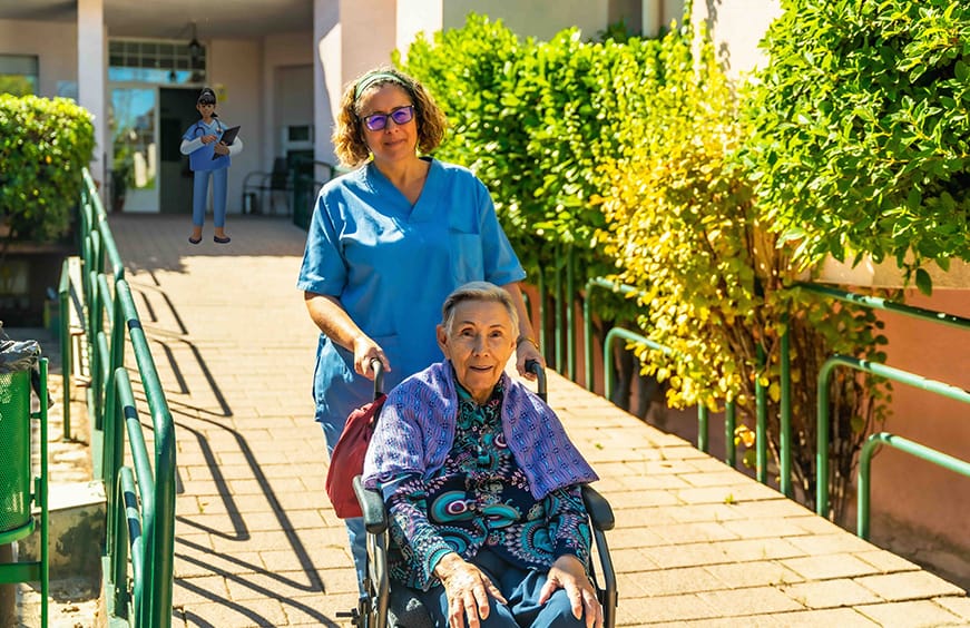 Elderly lady in a wheel chair